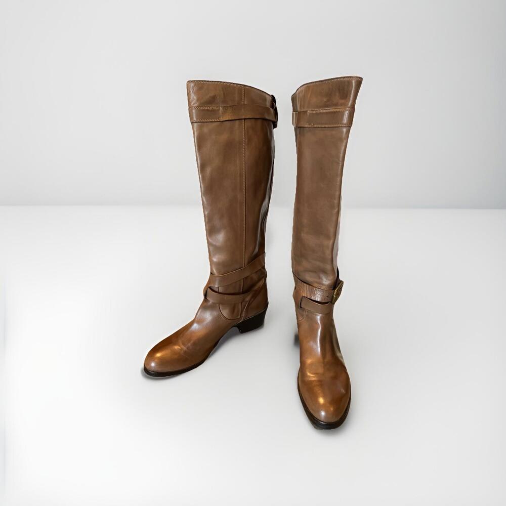 AGL KNEE HIGH BEIGE BROWN LADIES BOOTS SIZE IT40/US10 ITALY ATTILIO GIUSTI VGC!